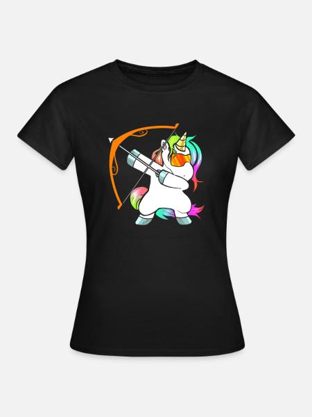 Bogenschießen Einhorn Geschenk für Kinder - Frauen T-Shirt - Schwarz