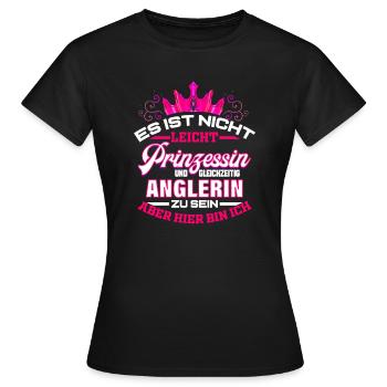 Anglerin Geschenk für Angelurlaub Frau Angel - Frauen T-Shirt - Schwarz - Vorne - AI Model Female 172 dark (172cm)