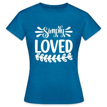 Tout simplement aimé - T-shirt Femme - bleu saphir antique chiné - Devant - AI Model Female 172 dark (172cm)