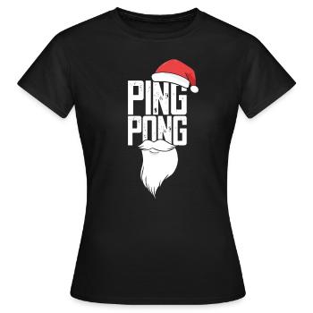 Ping Pong Christmas Hat Table Tennis Bat - Women's T-Shirt - black - Front - AI Model Female 172 dark (172cm)