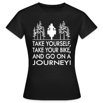 Saying journey Motorcyclist Woman Travel Motorcycle - Women's T-Shirt - black - Front - AI Model Female 172 dark (172cm)