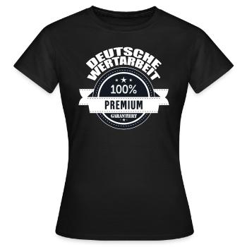 Deutsche Wertarbeit 100 % Premium Wimpel Männer - Frauen T-Shirt - Schwarz - Vorne - AI Model Female 172 dark (172cm)
