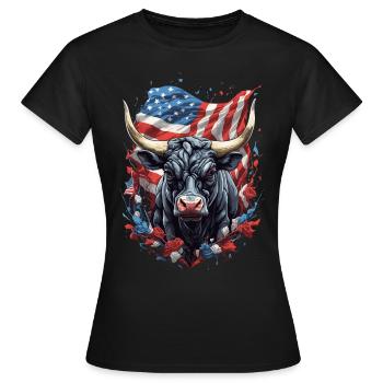Bulle der Wall Street: Amerikanische Börsenmacht - Frauen T-Shirt - Schwarz - Vorne - AI Model Female 172 dark (172cm)