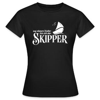 Sur le voilier je suis le skipper - T-shirt Femme - noir - Devant - AI Model Female 172 dark (172cm)