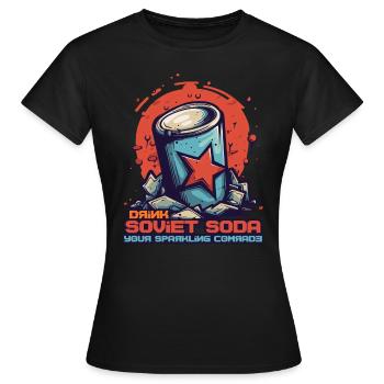 Sowjetische Soda: Der sprudelnde Kamerad - Frauen T-Shirt - Schwarz - Vorne - AI Model Female 172 dark (172cm)
