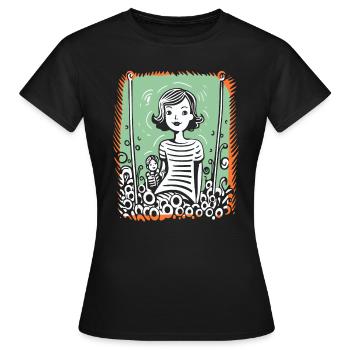 Gribouillage artistique : mère et enfant - T-shirt Femme - noir - Devant - AI Model Female 172 dark (172cm)