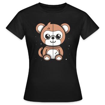 A cute, artsy space bear - Women's T-Shirt - black - Front - AI Model Female 172 dark (172cm)