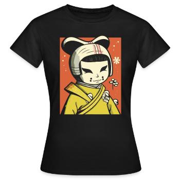 Manga Anime Cartoon: Unusual Geisha - Women's T-Shirt - black - Front - AI Model Female 172 dark (172cm)