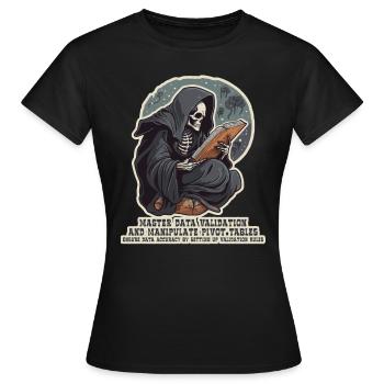 Sensenmann trainiert in Datenanalyse - Frauen T-Shirt - Schwarz - Vorne - AI Model Female 172 dark (172cm)
