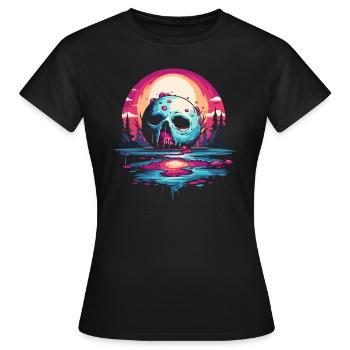 Saftiger tropfender Zucker-Totenkopf-Glasur-Mond - Frauen T-Shirt - Schwarz - Vorne - AI Model Female 172 dark (172cm)