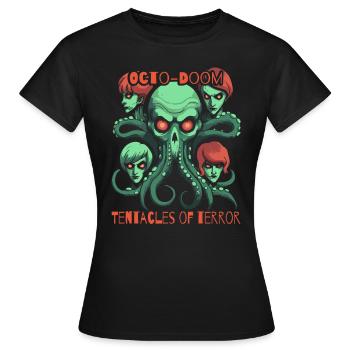 Tentacules de la terreur : Crâne de pieuvre - T-shirt Femme - noir - Devant - AI Model Female 172 dark (172cm)