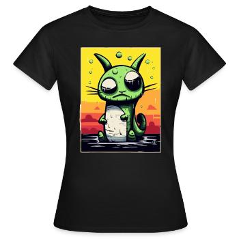 Dizzy and confused pet cat - Women's T-Shirt - black - Front - AI Model Female 172 dark (172cm)