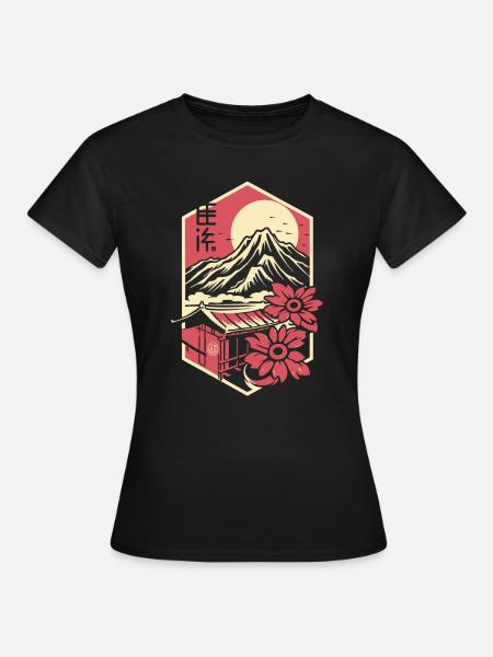 Japanese Flowers and Temple Flowers - Women's T-Shirt - black