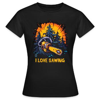 J’adore scier avec une tronçonneuse - T-shirt Femme - noir - Devant - AI Model Female 172 dark (172cm)
