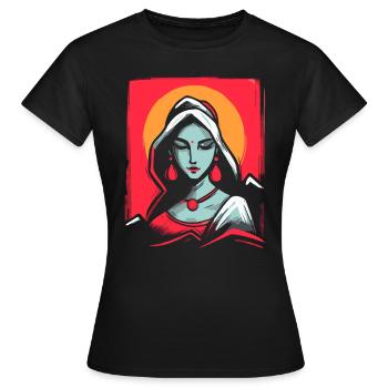 Traditionelle indische Frau - Frauen T-Shirt - Schwarz - Vorne - AI Model Female 172 dark (172cm)