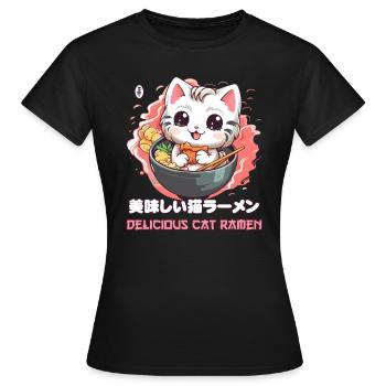 Delicious cat ramen - Women's T-Shirt - black - Front - AI Model Female 172 dark (172cm)