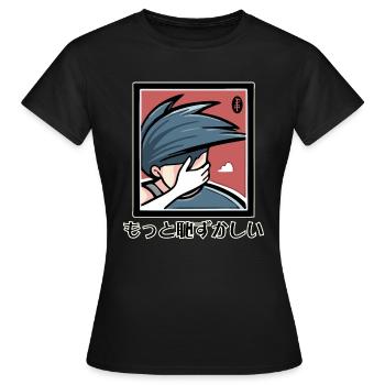 Tarot d’anime : もっと恥ずかしい, L’Embarrassant - T-shirt Femme - noir - Devant - AI Model Female 172 dark (172cm)