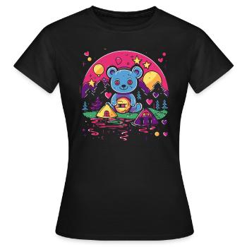 Ein kuscheliger Bär im Wunderland der Liebe - Frauen T-Shirt - Schwarz - Vorne - AI Model Female 172 dark (172cm)