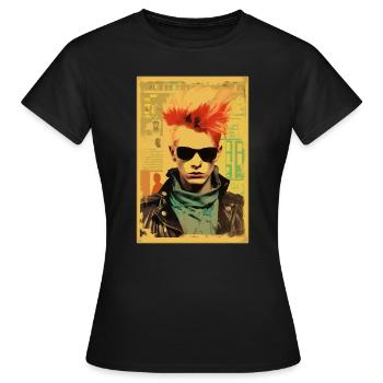 Affiche vintage : Punk Rock Magazine des années 80 - T-shirt Femme - noir - Devant - AI Model Female 172 dark (172cm)