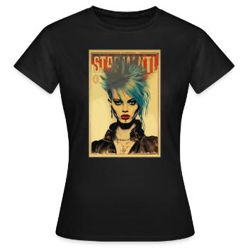 Vintage Poster: 80s Punk Rock Mädchen Magazine - Frauen T-Shirt - Schwarz - Vorne - AI Model Female 172 dark (172cm)