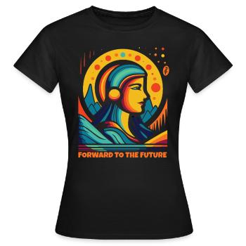 En avant vers l’avenir et une nouvelle ère - T-shirt Femme - noir - Devant - AI Model Female 172 dark (172cm)