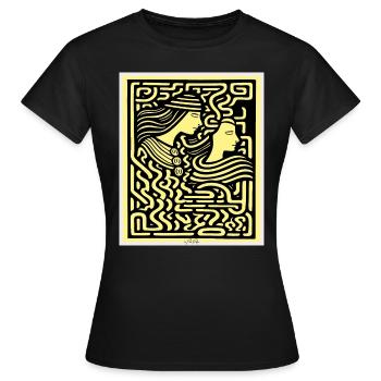 Zwei Liebende in einem Labyrinth - Frauen T-Shirt - Schwarz - Vorne - AI Model Female 172 dark (172cm)