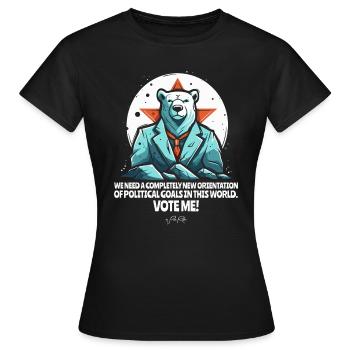 Ours polaire candidat aux élections pour un monde meilleur - T-shirt Femme - noir - Devant - AI Model Female 172 dark (172cm)