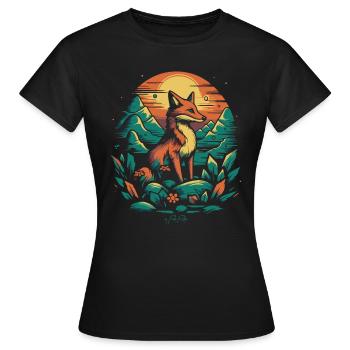 Ein Fuchs auf dem Feld - Frauen T-Shirt - Schwarz - Vorne - AI Model Female 172 dark (172cm)