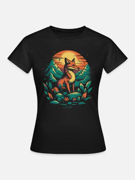 Ein Fuchs auf dem Feld - Frauen T-Shirt - Schwarz