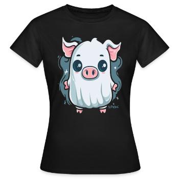 Le petit cochon fantôme - T-shirt Femme - noir - Devant - AI Model Female 172 dark (172cm)