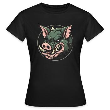 Cochon à l’air brutal, Équipe Sanglier - T-shirt Femme - noir - Devant - AI Model Female 172 dark (172cm)