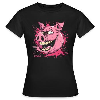 Ein wirklich gemeines Schwein - Frauen T-Shirt - Schwarz - Vorne - AI Model Female 172 dark (172cm)