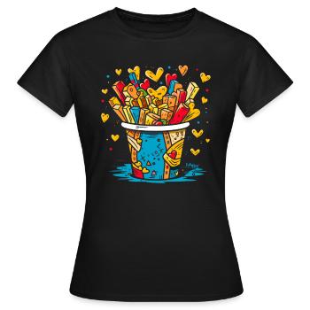 Seau rempli de cœurs et de bonbons - T-shirt Femme - noir - Devant - AI Model Female 172 dark (172cm)
