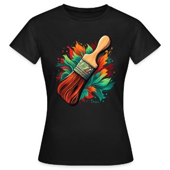 Pinceaux pour peintres - T-shirt Femme - noir - Devant - AI Model Female 172 dark (172cm)