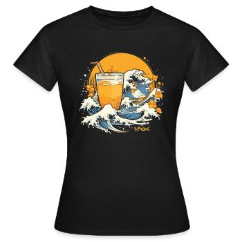 Orangensaft Kanagawa-Welle von Japan - Frauen T-Shirt - Schwarz - Vorne - AI Model Female 172 dark (172cm)