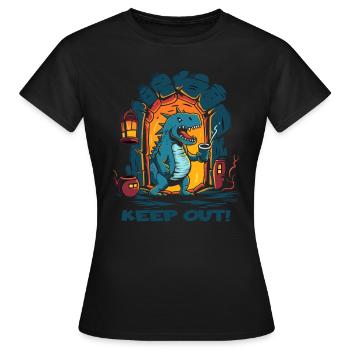 Lustiger Kerker-Drache: Zutritt verboten - Frauen T-Shirt - Schwarz - Vorne - AI Model Female 172 dark (172cm)