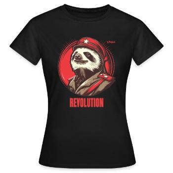 Parodie Kommunismus Faultier Kamerad Revolution - Frauen T-Shirt - Schwarz - Vorne - AI Model Female 172 dark (172cm)
