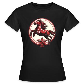 Roter Stern Propaganda Pferd - Frauen T-Shirt - Schwarz - Vorne - AI Model Female 172 dark (172cm)