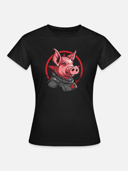 Sternen Schwein - Frauen T-Shirt - Schwarz