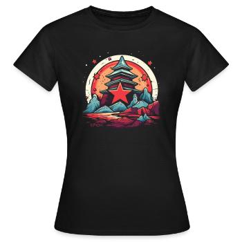 Un sanctuaire de pierre et d’étoiles au Japon - T-shirt Femme - noir - Devant - AI Model Female 172 dark (172cm)