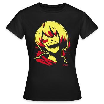 Rire doux-amer : Crazy Evil Anime Girl - T-shirt Femme - noir - Devant - AI Model Female 172 dark (172cm)