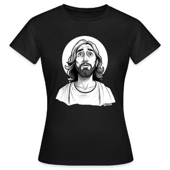 Aïe, un gars ressemblant à Jésus avec une auréole - T-shirt Femme - noir - Devant - AI Model Female 172 dark (172cm)
