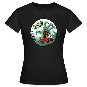 Zombie Hand aus dem Grab mit rohem Fleisch - Frauen T-Shirt - Schwarz - Vorne - AI Model Female 172 dark (172cm)
