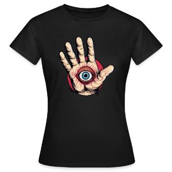 Hand with eye: Watch out! - Women's T-Shirt - black - Front - AI Model Female 172 dark (172cm)