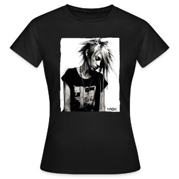 Punk Mädchen - Frauen T-Shirt - Schwarz - Vorne - AI Model Female 172 dark (172cm)