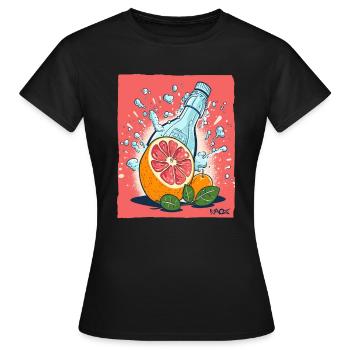 De la limonade à l’orange en bouteille, tellement fraîche ! - T-shirt Femme - noir - Devant - AI Model Female 172 dark (172cm)