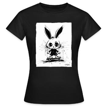 Skater Bunny: Skateboarding - Women's T-Shirt - black - Front - AI Model Female 172 dark (172cm)