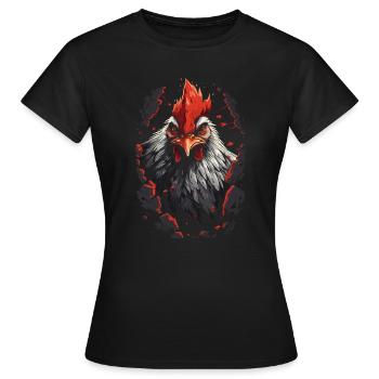 Durch Wände brechen: starker Hahn - Frauen T-Shirt - Schwarz - Vorne - AI Model Female 172 dark (172cm)
