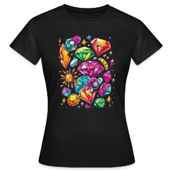 Bijoux et bijoux : diamants et rubis - T-shirt Femme - noir - Devant - AI Model Female 172 dark (172cm)