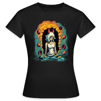Teufelin-Kerker-Mädchen - Frauen T-Shirt - Schwarz - Vorne - AI Model Female 172 dark (172cm)